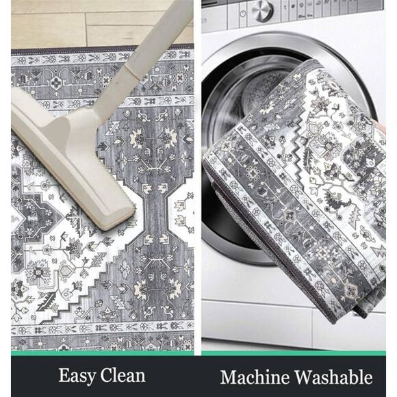 NWOT Hebe Boho 2 Piece Non-Slip Washable Soft Kitchen/Bathroom Rug and Runner - Picture 3 of 8